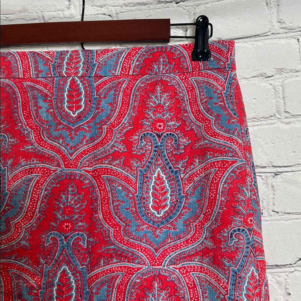 J. Crew Red Blue Paisley No. 2 Pencil Skirt Size 2 Excellent Condition - Picture 4 of 10